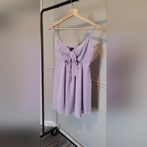 NWT Windsor Swiss Dot Chiffon Lavender Cut Out Babydoll Dress Women's Small - Picture 5 of 8